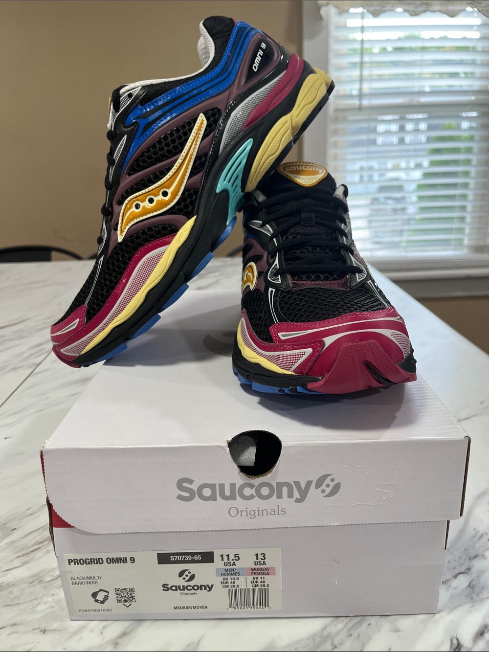 Saucony Multi-Color Black Mesh Running Sneakers